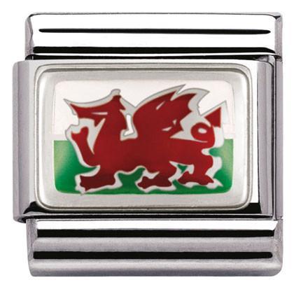 330207/02 Classic FLAGS,S/steel,enam.sterling silver wales