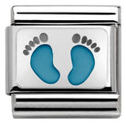 330208/15 CL OXIDIZED PLATES,S/Steel,enamel,925 silver Footprints