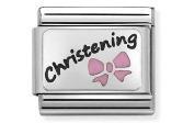 330208/17CLASSIC SILVER & ENAMEL CHRISTENING PINK