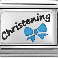 330208/18 CLASSIC SILVER & ENAMEL CHRISTENING BLUE