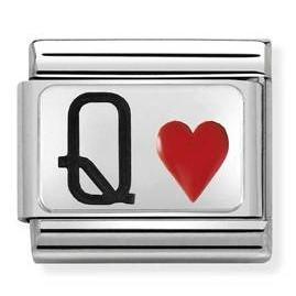 330208/30 CL OXIDIZED PLATE,S/Steel,enamel,925 silver Queen Hearts