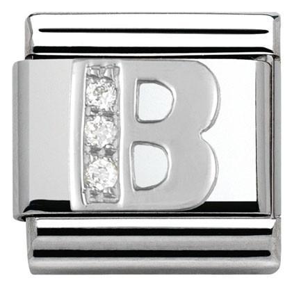 330301/02 Classic LETTER S/Steel. Cub. zirc,925 silver B