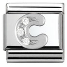330301/03 Classic LETTER S/steel. Cub. zirc,925 silver C