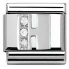 330301/08 Classic LETTER S/steel. Cub. zirc,925 silver H