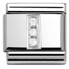 330301/09 Classic LETTER S/steel. Cub. zirc,925 silver I