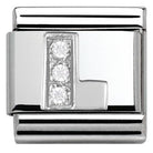 330301/12 Classic LETTER S/Steel. Cub. zirc,925 silver L