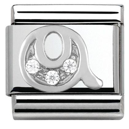 330301/17 Classic LETTER S/steel. Cub. zirc,925 silver Q