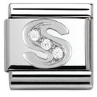 330301/19 Classic LETTER S/steel. Cub. zirc,925 silver S