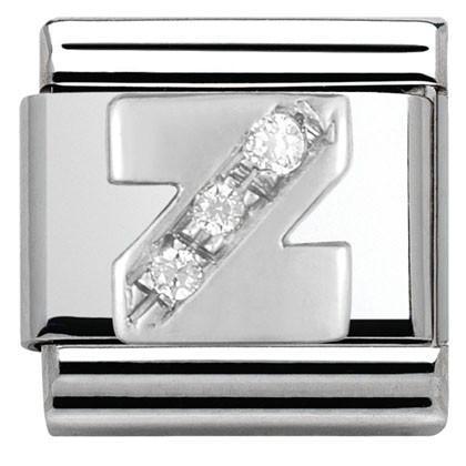 330301/26 Classic LETTER S/steel. Cub. zirc,925 silver Z