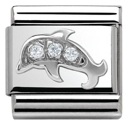 330304/13 Classic ,S/steel,CZ, silver 925 dolphin