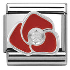 330305/05 CLASSIC Silver & enamel,1 CZ,925 silver Red Rose