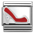 330305/10 CLASSIC Silver & enamel,1 CZ,925 silver Red Stilletto