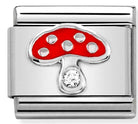 330305/18 Classic SYMBOLS S/steel,enamel,1 CZ & 925 silver Mushroom