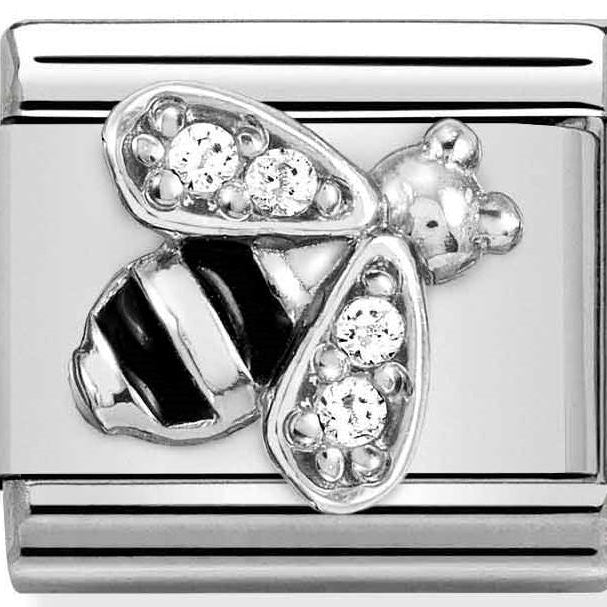 330321/02 Classic,S/Steel,enamel,CZ, 925 silver,Bee
