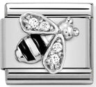 330321/02 Classic,S/Steel,enamel,CZ, 925 silver,Bee