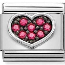 330323/06 Classic,S/Steel,Cz,silver 925,Heart FUCHSIA