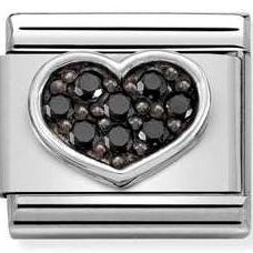 330323/07 Classic,S/steel,Cz,Silver 925 Black Heart