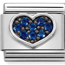 330323/08 Classic, S/Steel, Cz,silver 925 ,BLUE heart