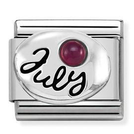 330505/07 Classic,S/steel,silver,stones July RUBY