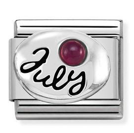 330505/07 Classic,S/steel,silver,stones July RUBY