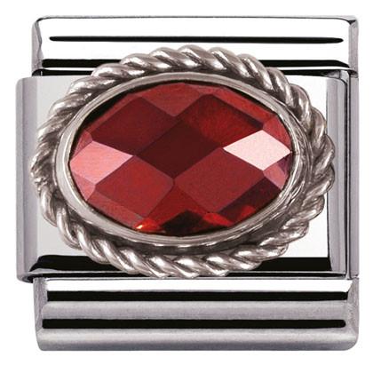 330604/005 Classic FACETED CZ Red,S/steel,silver,