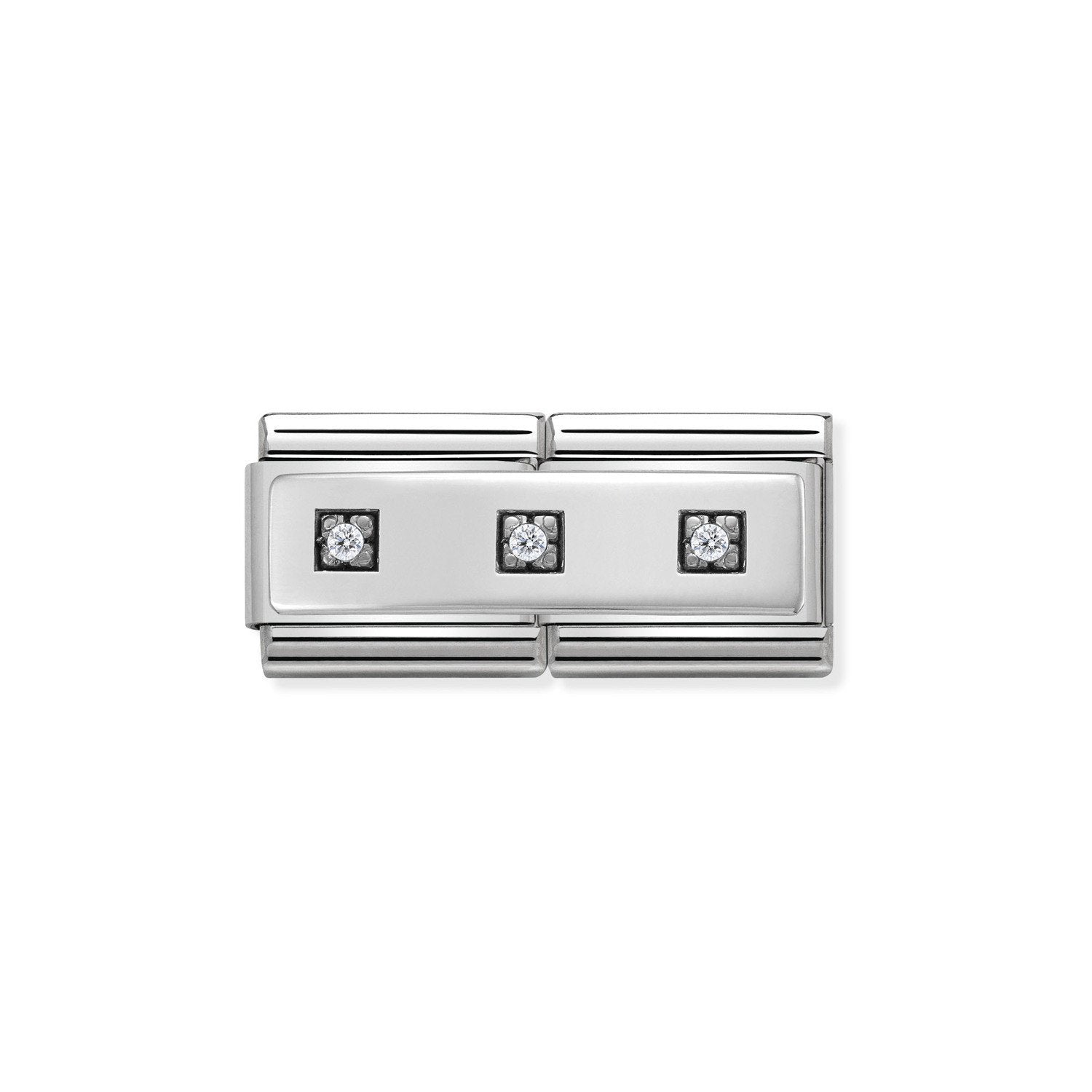 330731/01 Classic Silver,CZ Double. Three Zircon White