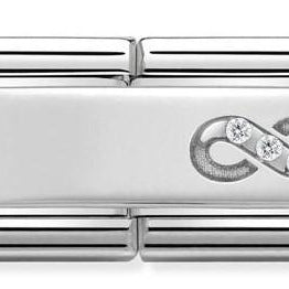 330731/14 DOUBLE Classic S/steel. CZ, silver Infinity