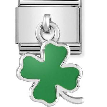 331805/01 Classic CHARMS steel,925 silver & enamel Green four-leaf clover