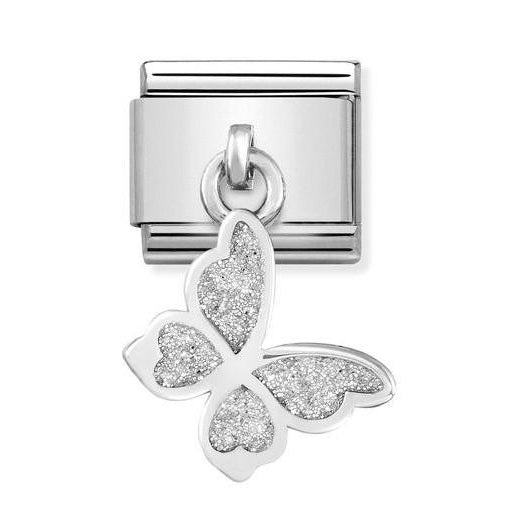 331805/03 Classic CHARMS steel, 925 silver & enamel Glitter butterfly