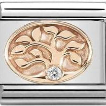 430305/12Classic Symbols in stainless steel & 9K rose gold CZ Tree of Life