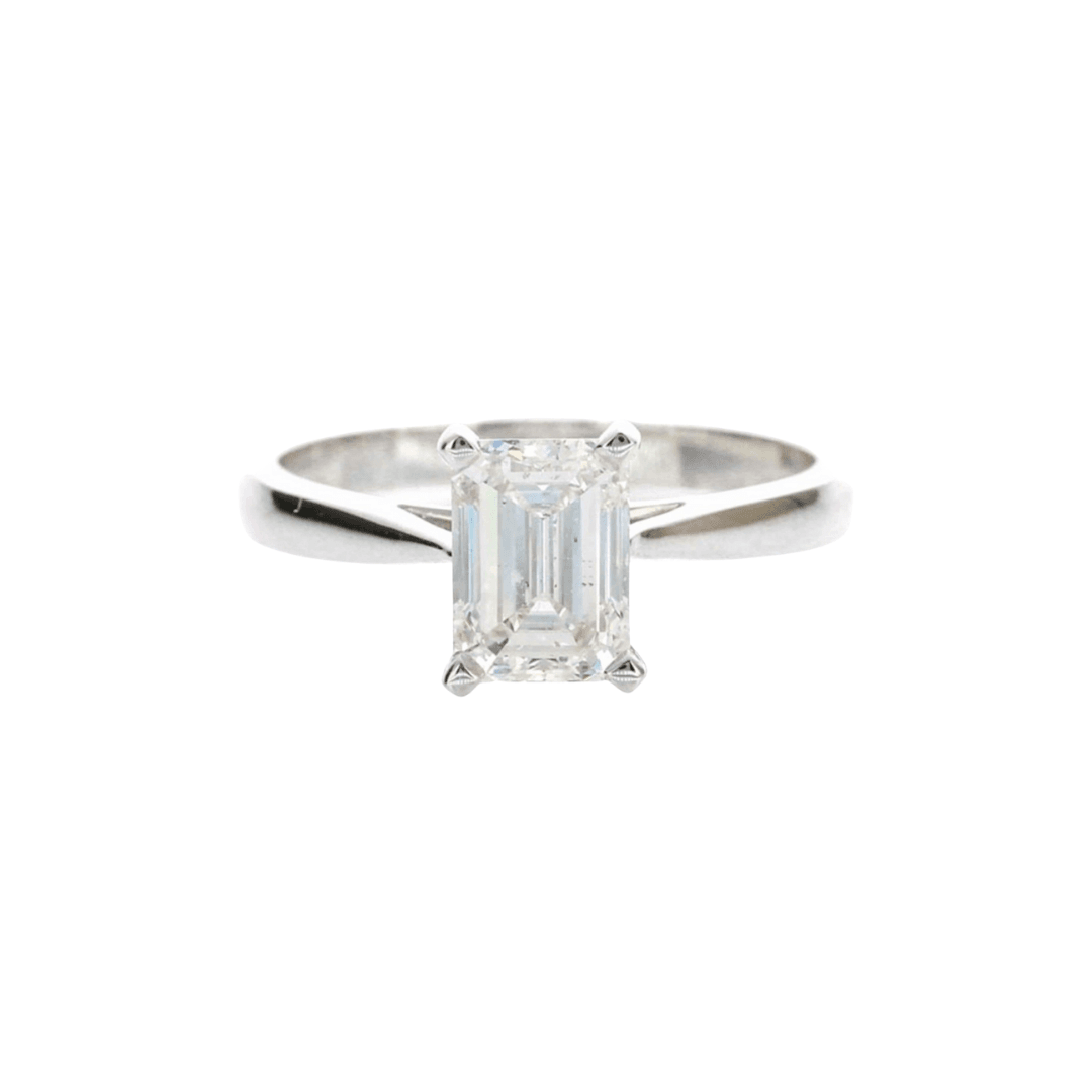 .90ct Emerald Cut Plain Band - 18ct White Gold