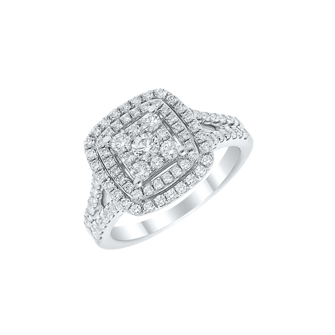 9ct Cushion Split Shoulders Diamond Ring