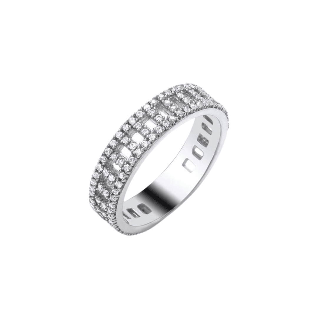 9ct White Gold Full Diamond Band