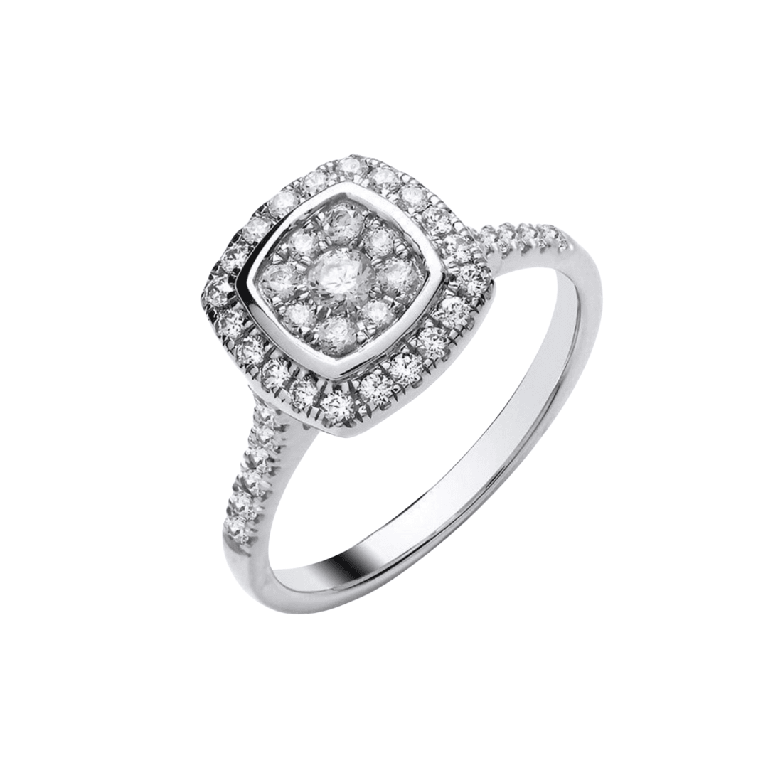 9ct White Gold Illusion Cushion