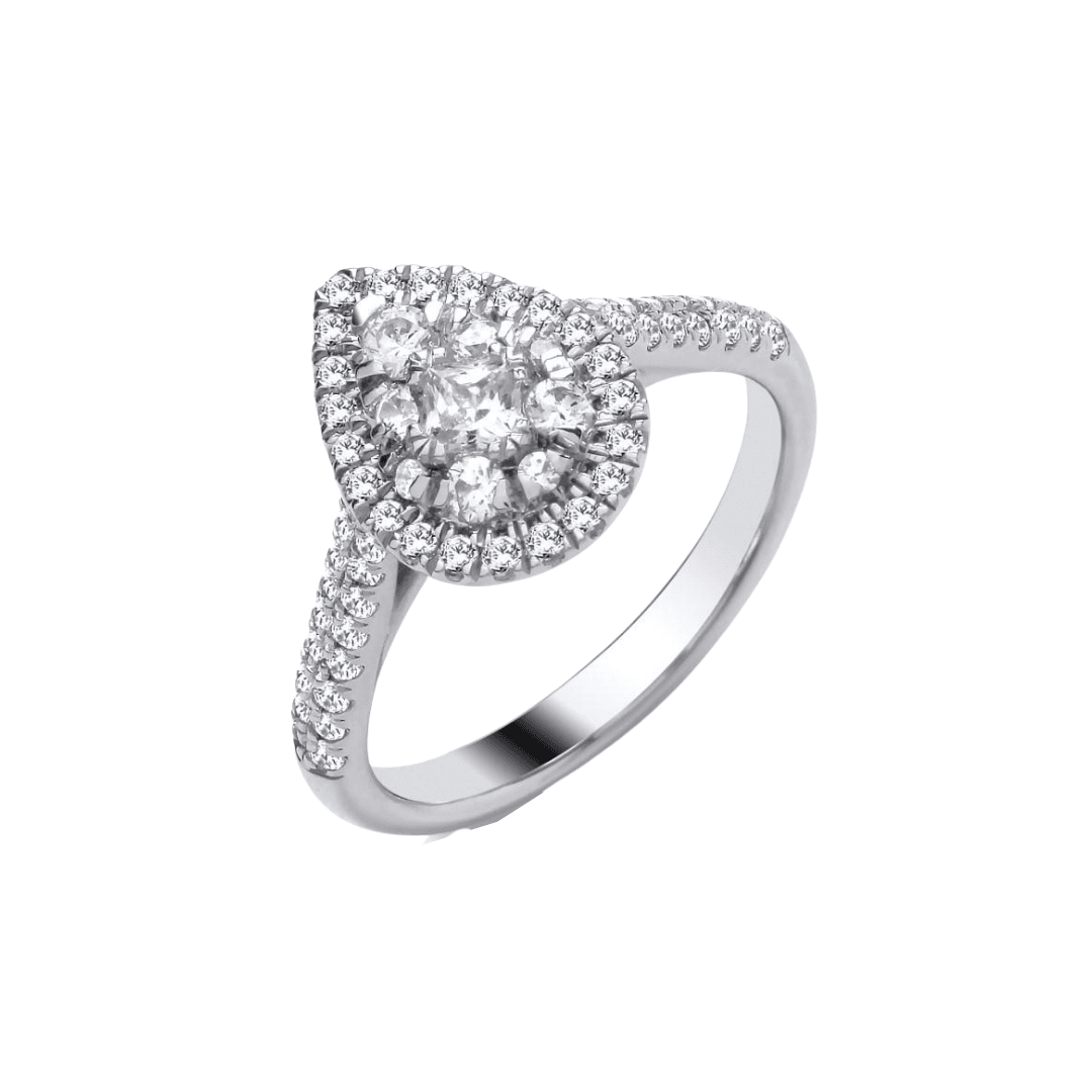 9ct White Gold Pear Halo