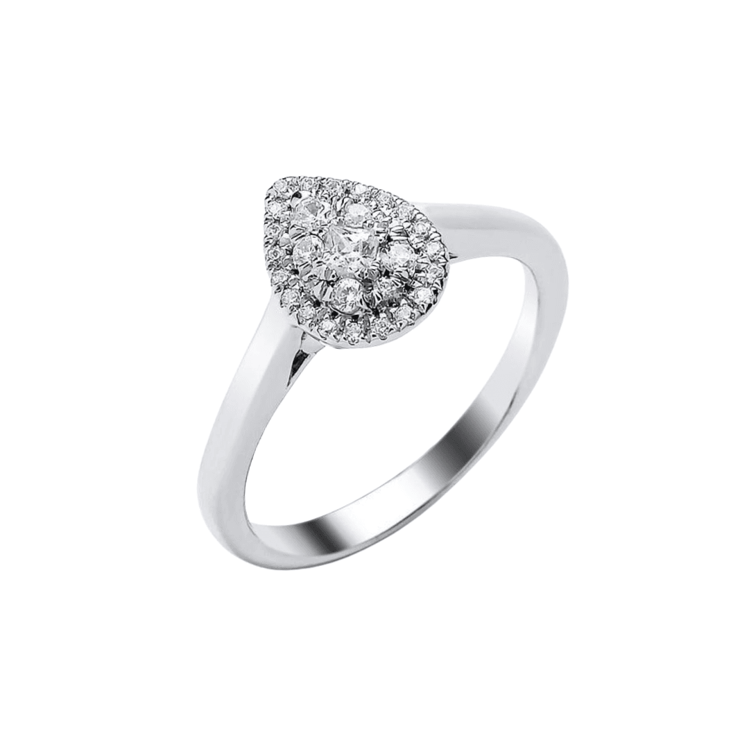 9ct White Gold Pear Plain Band 0.25ct