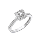 9ct White Gold Princess Cut with Halo