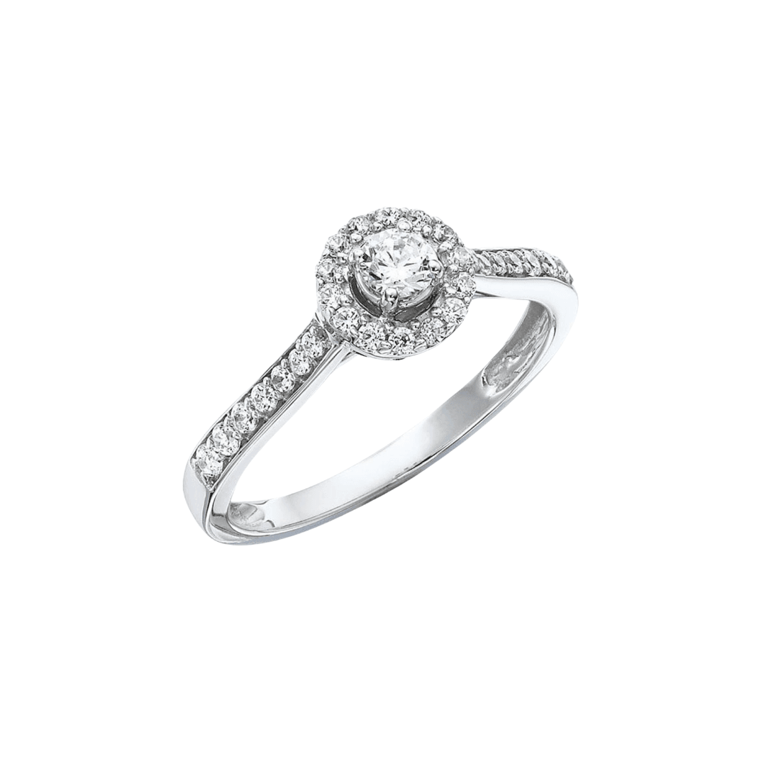 9ct White Gold Round High Set Halo 1ct