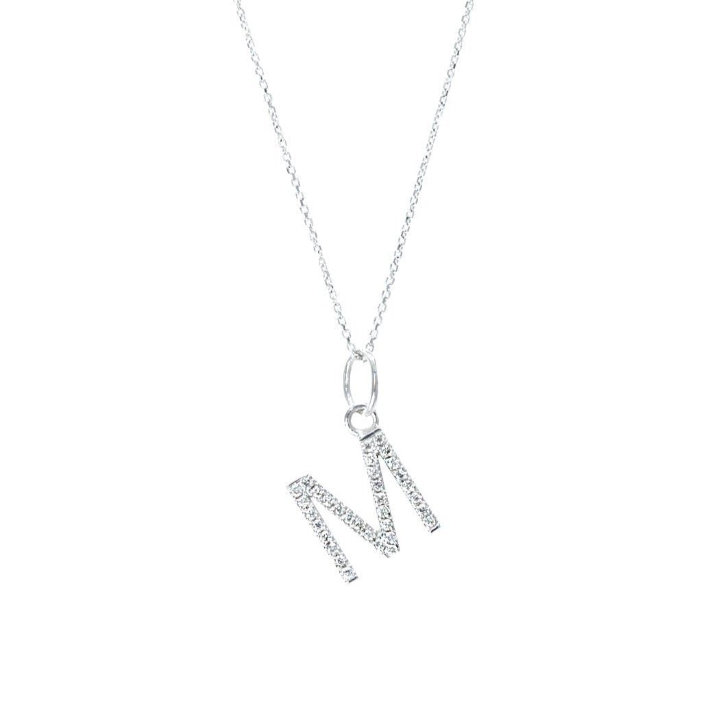 Dainty Block Diamond Initial Necklace - 18ct Gold