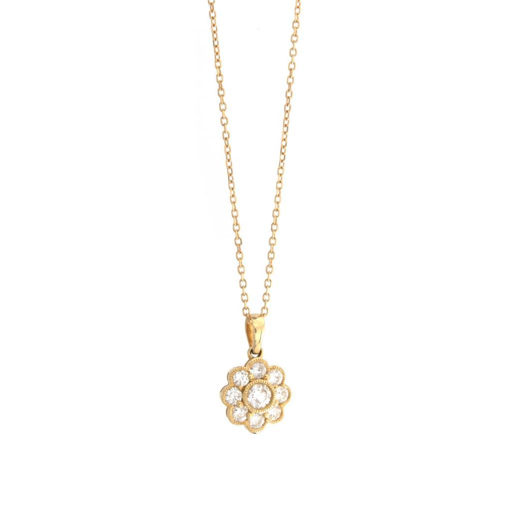 Diamond Flower Halo Pendant
