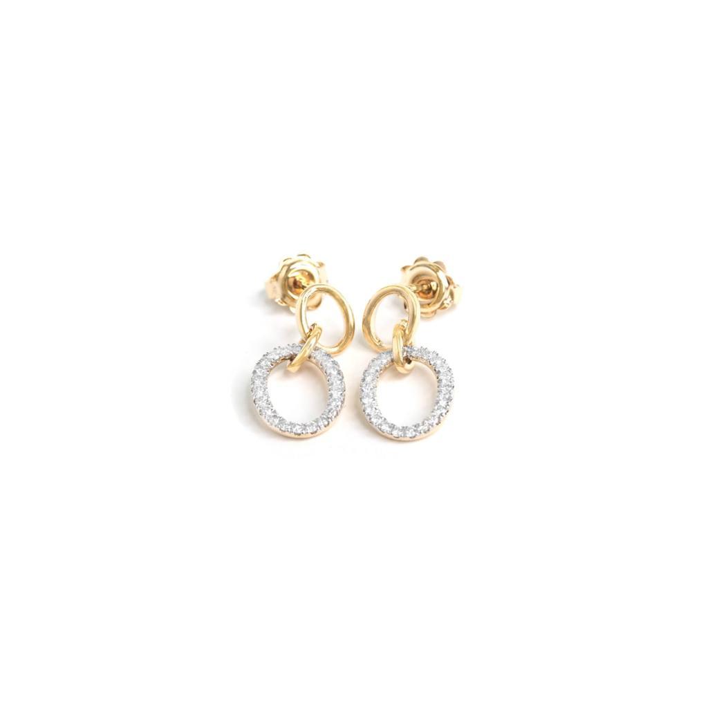 Double Drop Diamond And Gold Earrings - 0.40ct