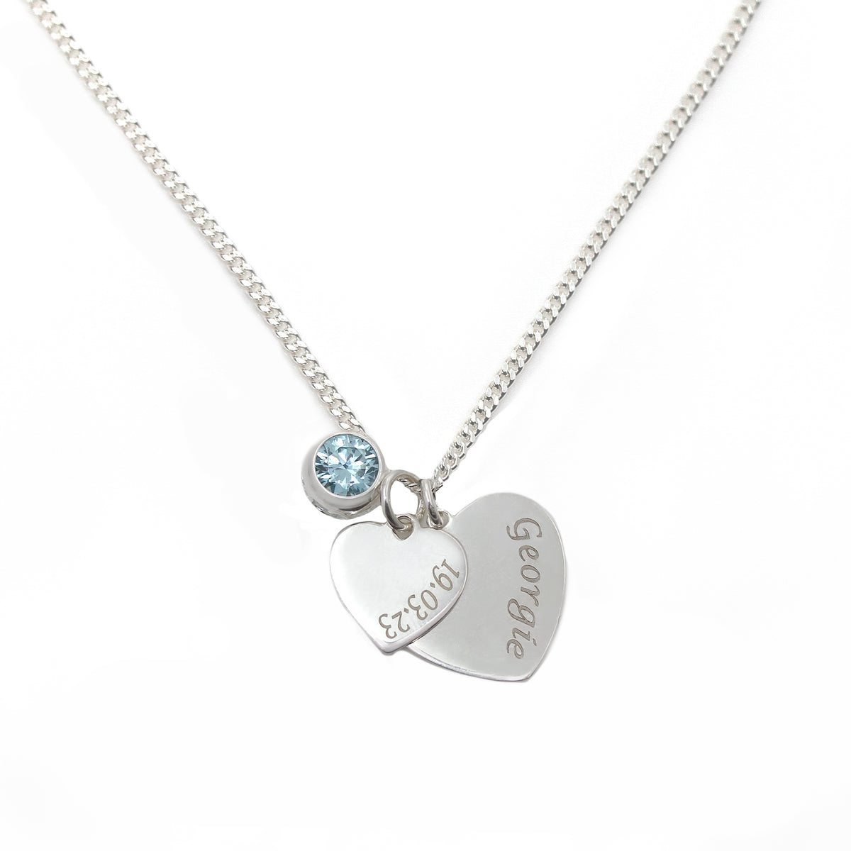 Engraved Double Heart Token Necklace | Say It With