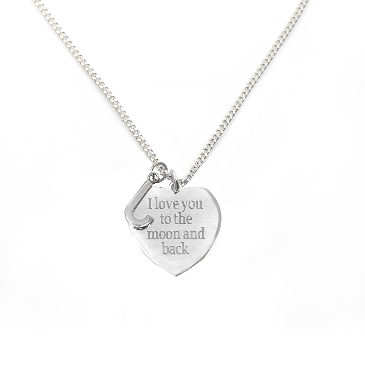 Engraved Initial Heart Token Necklace Silver | Say It With
