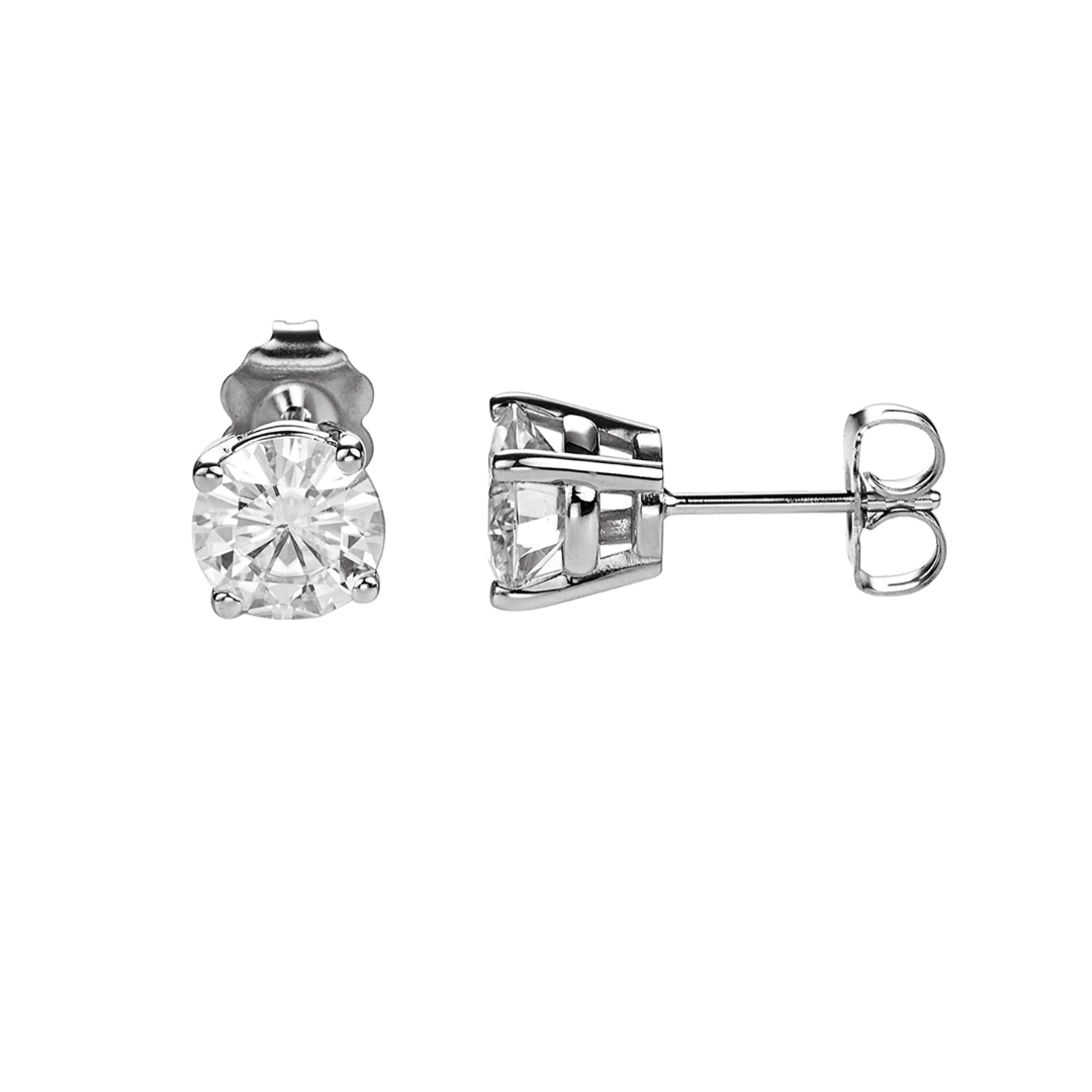 Moissanite Screw Back Earrings - 18ct Gold