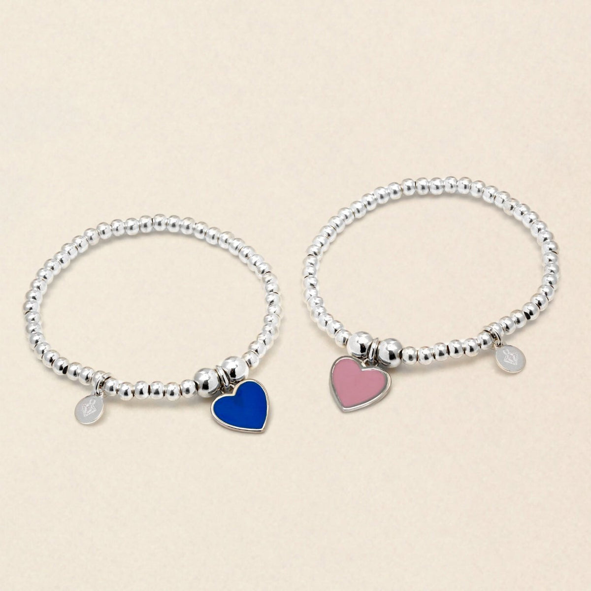 Mini Blue Heart Charm Ball Bracelet Silver Say It With