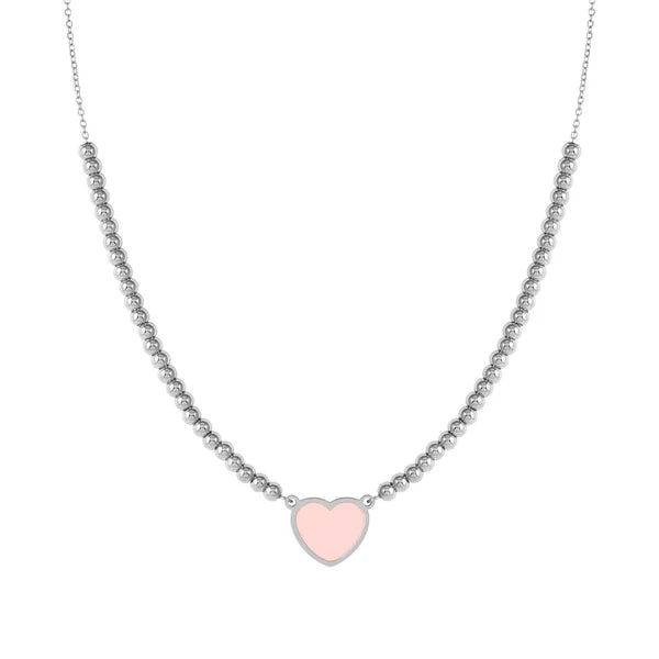 Emosfere Heart Bead Necklace Silver