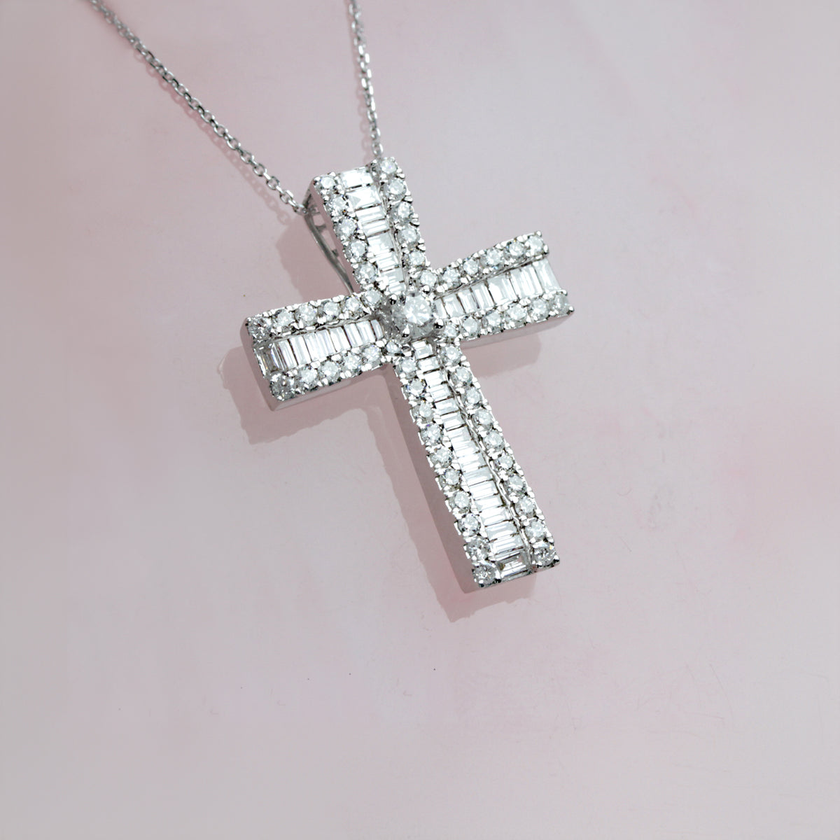 Cathedral Sterling Silver Cubic Zirconia Cross Necklace Cathedral