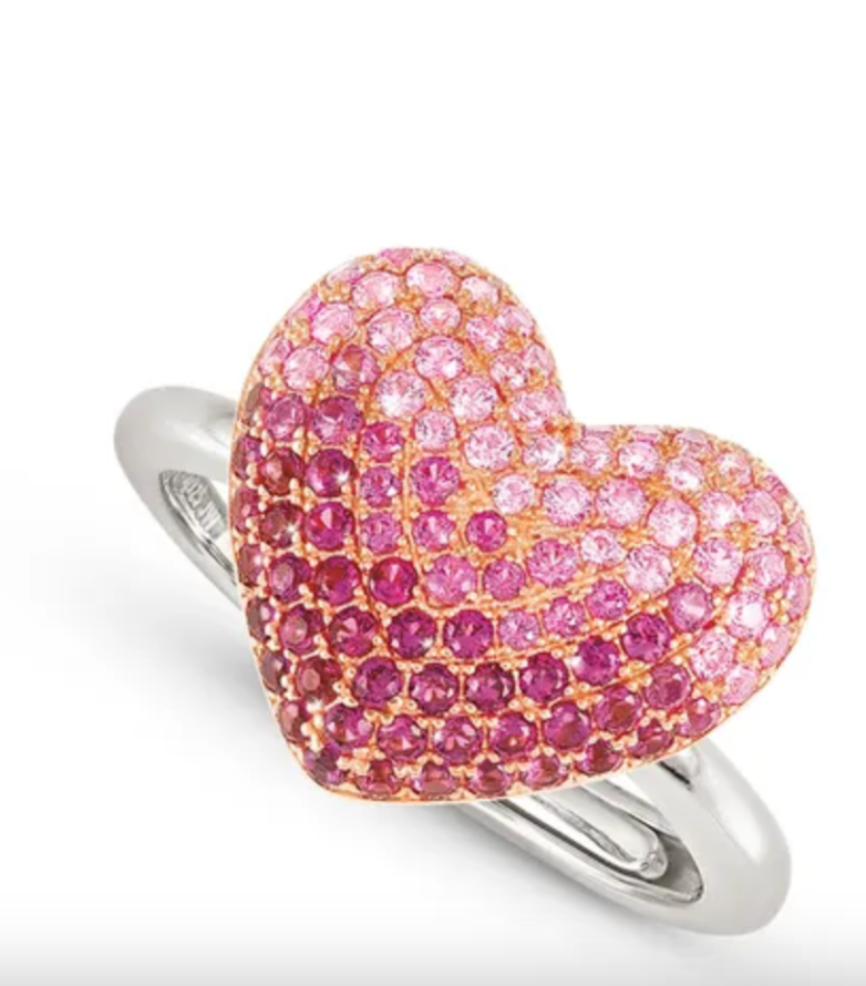 CRYSALIS ring 925 sterling BI TONE fin. cz Heart
