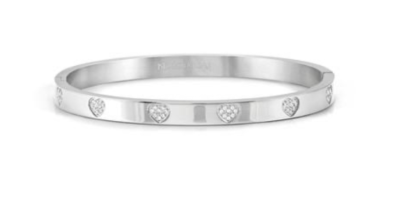 Pretty Bangles Heart CZ Bangle Silver