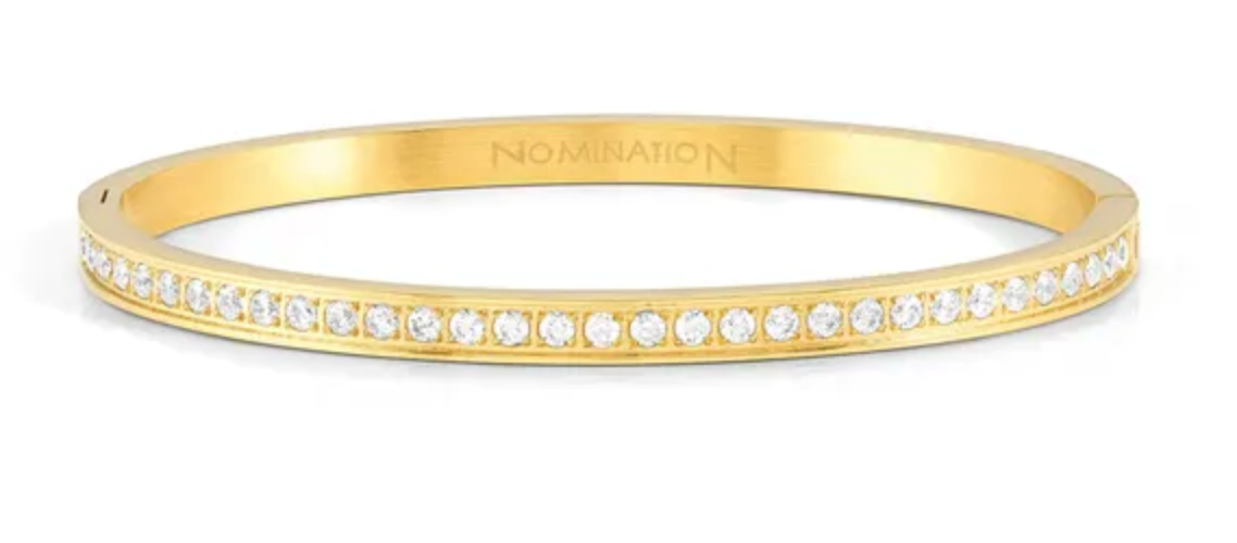 Pretty Bangles White CZ Bangle Yellow Gold